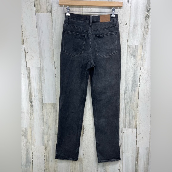 Madewell Perfect Vintage Straight Jeans Black Fade High Rise Side Slit W26 - Picture 3 of 11